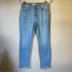 Wrangler Light Wash High Rise Skinny Raw Hem Jeans